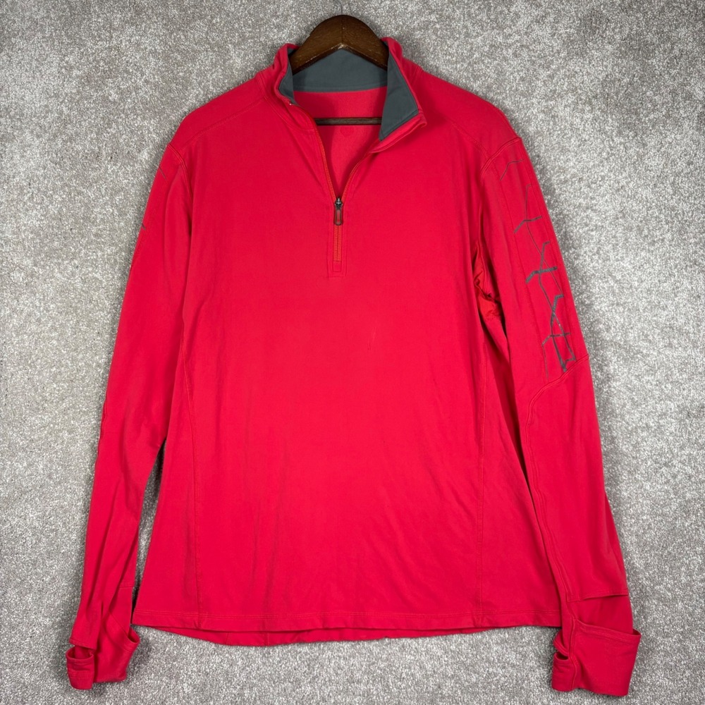 Lululemon Mens Large Red Quarter Zip Pullover Long Sleeve Active Top Graphic